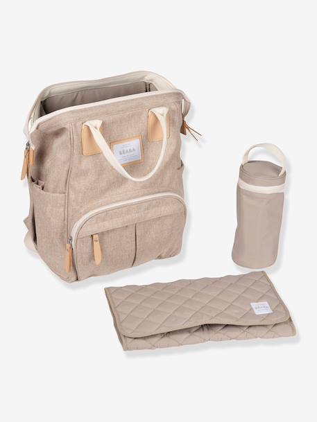 Sac à dos à langer Wellington beige chiné+Bleu marine+marron+marron imprimé - vertbaudet enfant 