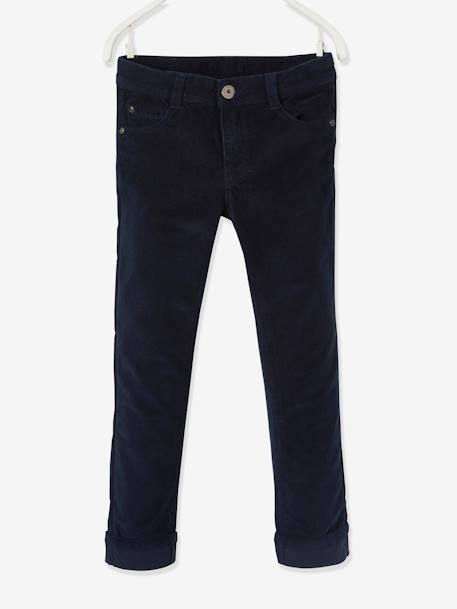 De slim fluwelen jongensbroek bordeauxrood+CAMEL+inkt - vertbaudet enfant 