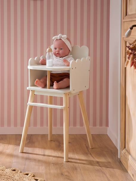 Hoge kinderstoel voor poppen van FSCÂ®-hout wit - vertbaudet enfant 