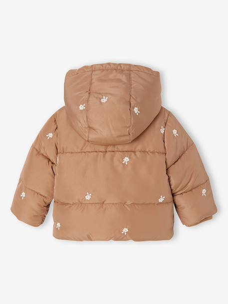 Baby meisjes pufferjas met capuchon hazelnoot+nachtblauw - vertbaudet enfant 