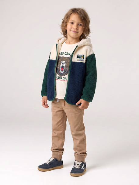 Gilet zippé à capuche garçon bleu moyen+vert sapin - vertbaudet enfant 