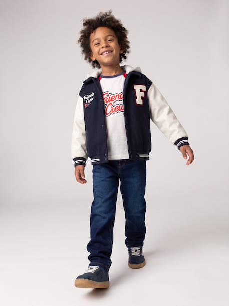 Blouson teddy garçon à capuche amovible marine - vertbaudet enfant 