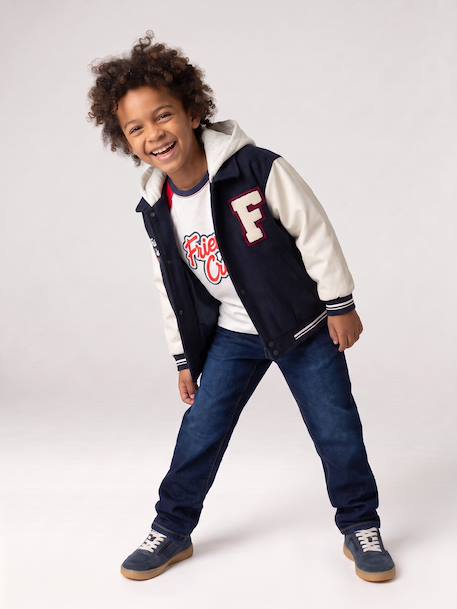 Teddyjack jongen met afneembare capuchon marineblauw - vertbaudet enfant 