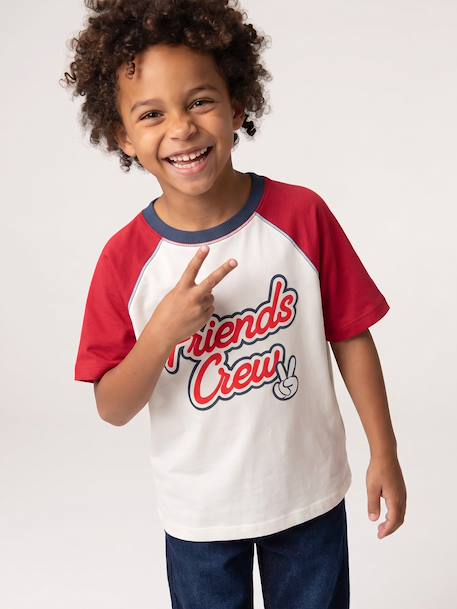 Jongens T-shirt met raglanmouwen rood - vertbaudet enfant 