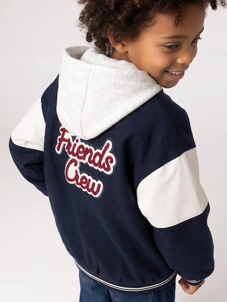 Blouson teddy garçon à capuche amovible marine - vertbaudet enfant 