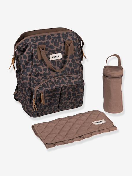 Sac à dos à langer Wellington beige chiné+Bleu marine+marron+marron imprimé - vertbaudet enfant 