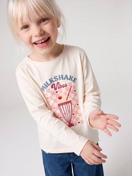 T-shirt manches longues fille écru - vertbaudet enfant 