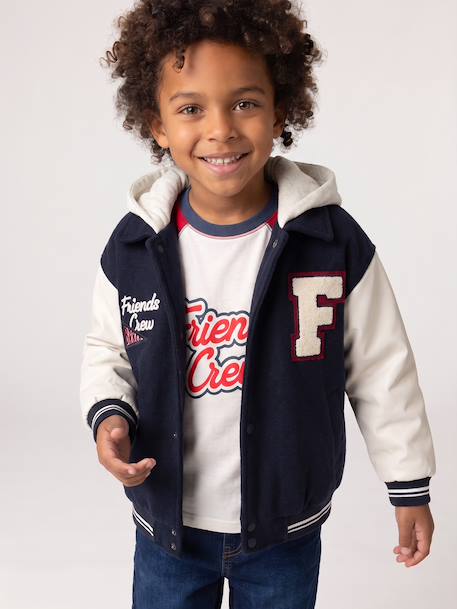 Teddyjack jongen met afneembare capuchon marineblauw - vertbaudet enfant 