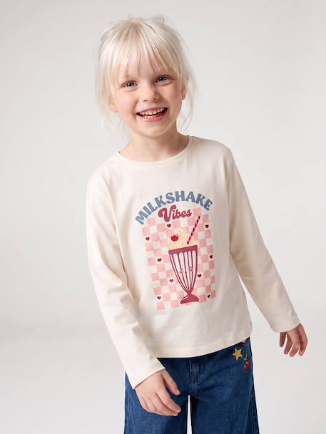 Meisjes T-shirt met lange mouwen ecru - vertbaudet enfant 