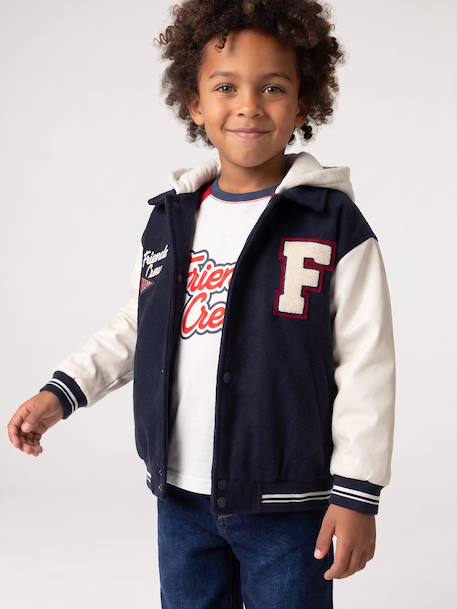 Teddyjack jongen met afneembare capuchon marineblauw - vertbaudet enfant 