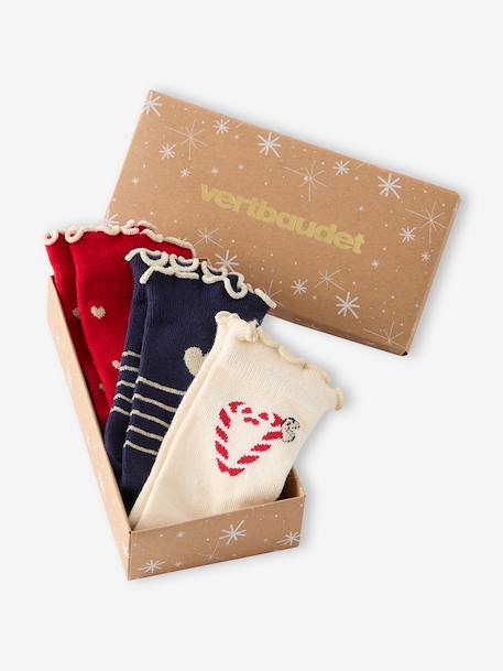 Set van 3 meisjessokken rood - vertbaudet enfant 