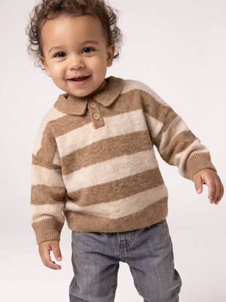 Gestreepte babypolotrui taupe - vertbaudet enfant 