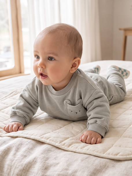 Ensemble sweat et pantalon naissance bébé garçon bleu glacier - vertbaudet enfant 