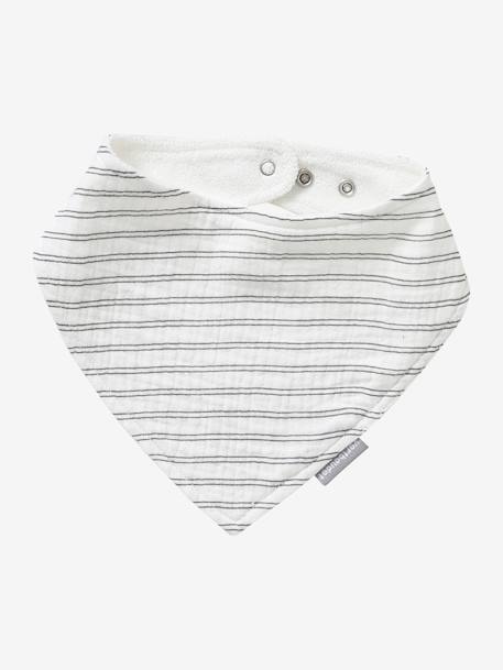 Lot 3 bavoirs bandanas en gaze de coton BLANC+carreaux vert+écru+lot beige+lot renard+lot vert panda+vert sauge - vertbaudet enfant 