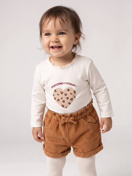 T-shirt bébé manches longues avec motif c½ur léopard écru+marine - vertbaudet enfant 