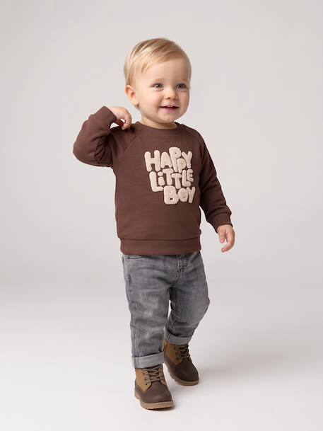Sweater babyjongen met lange mouwen bruin - vertbaudet enfant 