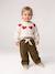 Pantalon large en velours ceinture à fleurs bébé olive+vieux rose - vertbaudet enfant 