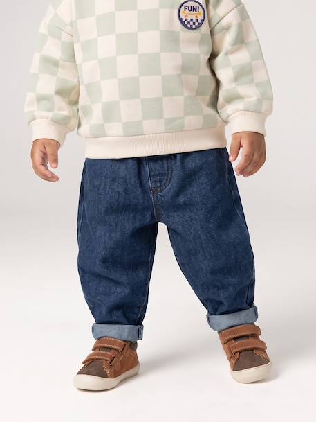 Basics denim jeans voor baby's met elastische tailleband en zakken denimgrijs+ongewassen denim - vertbaudet enfant 