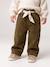 Pantalon large en velours ceinture à fleurs bébé olive+vieux rose - vertbaudet enfant 