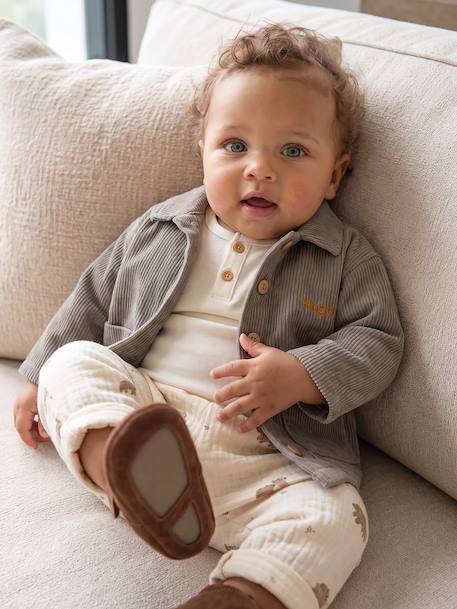 Ensemble surchemise et T-shirt bébé personnalisable kaki - vertbaudet enfant 