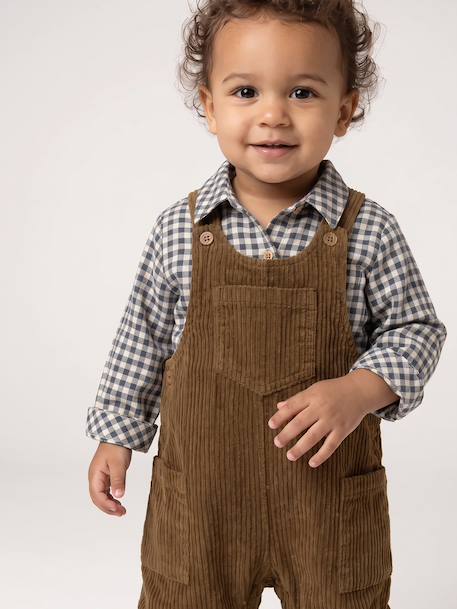 Ensemble salopette chemise bébé garçon olive - vertbaudet enfant 