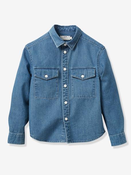 Jongenshemd in denim Denim - vertbaudet enfant 