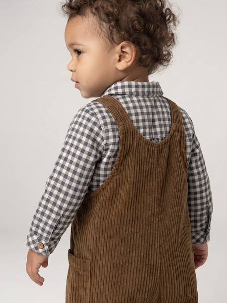Ensemble salopette chemise bébé garçon olive - vertbaudet enfant 