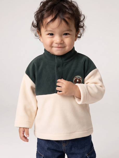 Fleece babysweater met opstaande kraag dennen - vertbaudet enfant 