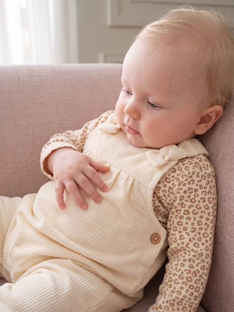 Set tuinbroekje en babybody meisje vanille - vertbaudet enfant 