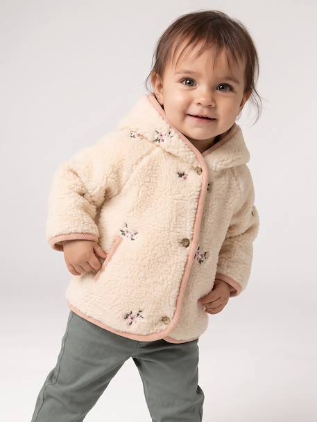 Baby sherpijas met capuchon vanille - vertbaudet enfant 