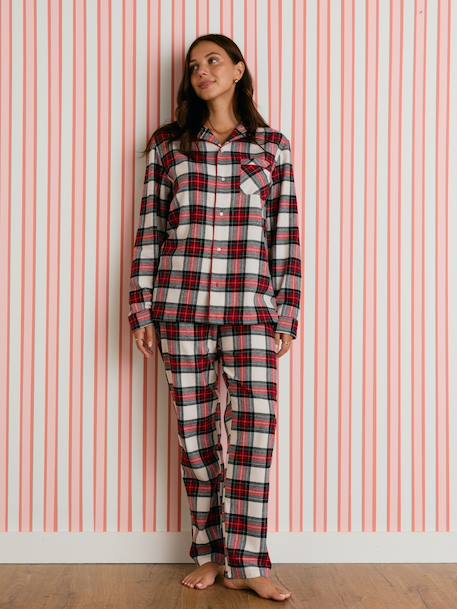 Damespyjama van flanel Family Capsule rood - vertbaudet enfant 