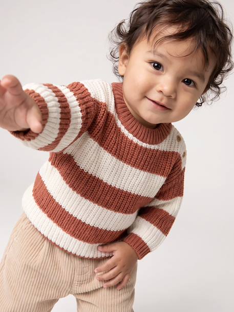Pull bébé garçon manches longues marine+terracotta - vertbaudet enfant 