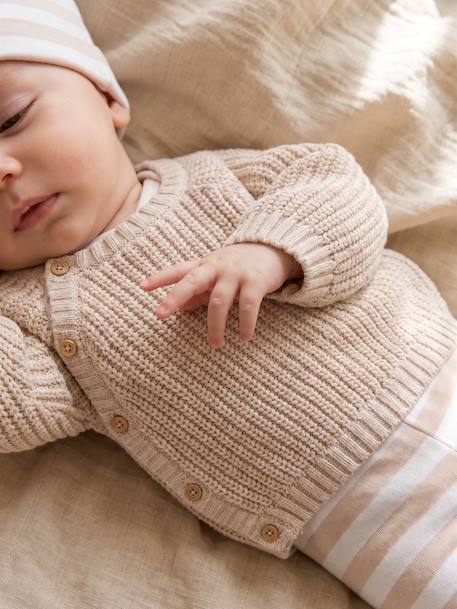 Ensemble 4 pièces bébé mixte beige chiné - vertbaudet enfant 