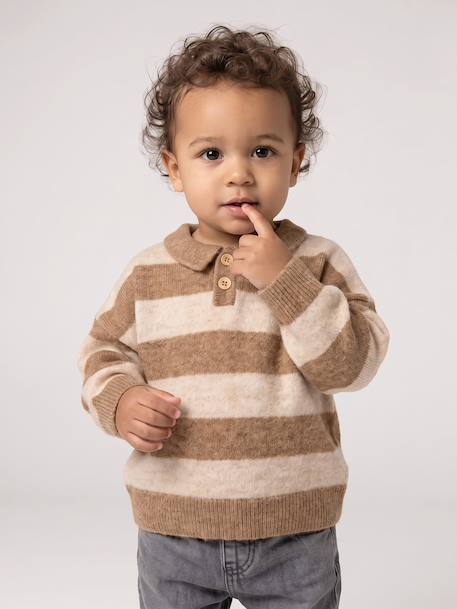Gestreepte babypolotrui taupe - vertbaudet enfant 
