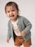 Babyvestje van grof gebreid breisel gemêleerd beige+saliegroen - vertbaudet enfant 