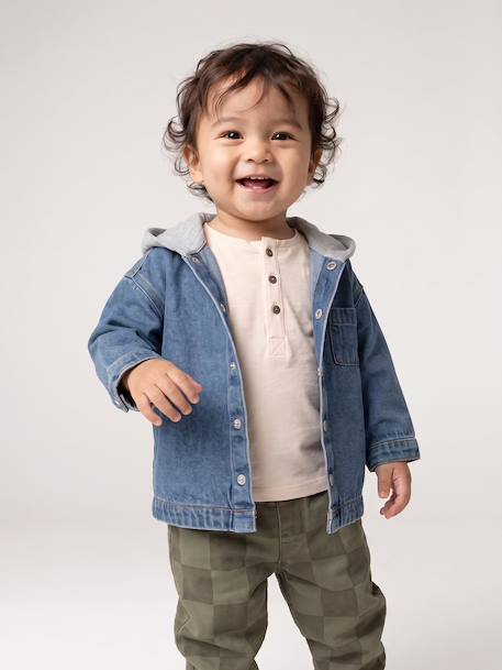 Chemise bébé personnalisable en denim avec capuche stone - vertbaudet enfant 