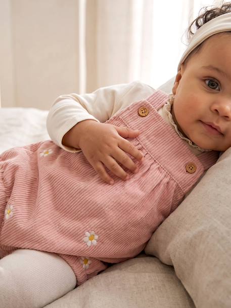 4-delige babyset van velours lichtroze - vertbaudet enfant 