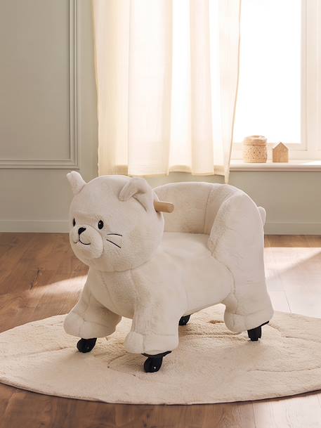 Porteur animal à roulettes en bois FSC® blanc+chocolat+marron+rose - vertbaudet enfant 