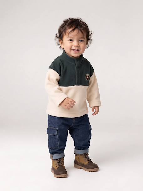 Fleece babysweater met opstaande kraag dennen - vertbaudet enfant 