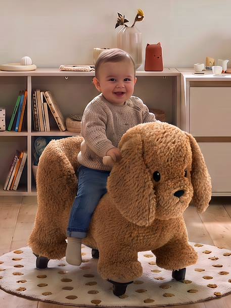 Porteur animal à roulettes en bois FSC® blanc+chocolat+marron+rose - vertbaudet enfant 