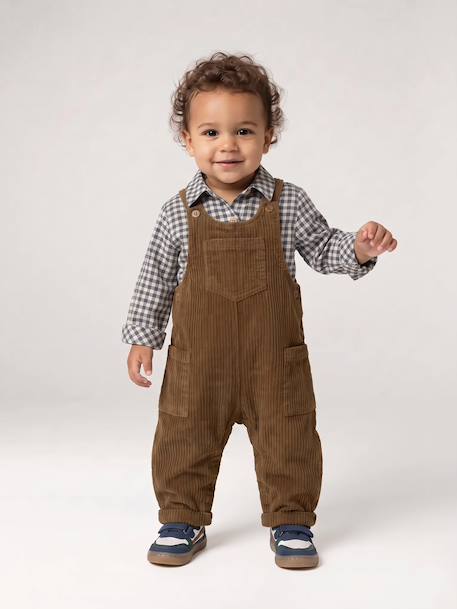 Ensemble salopette chemise bébé garçon olive - vertbaudet enfant 
