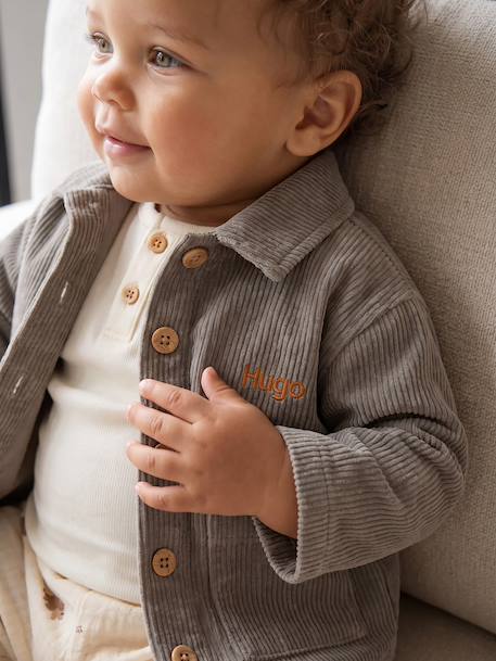 Ensemble surchemise et T-shirt bébé personnalisable kaki - vertbaudet enfant 