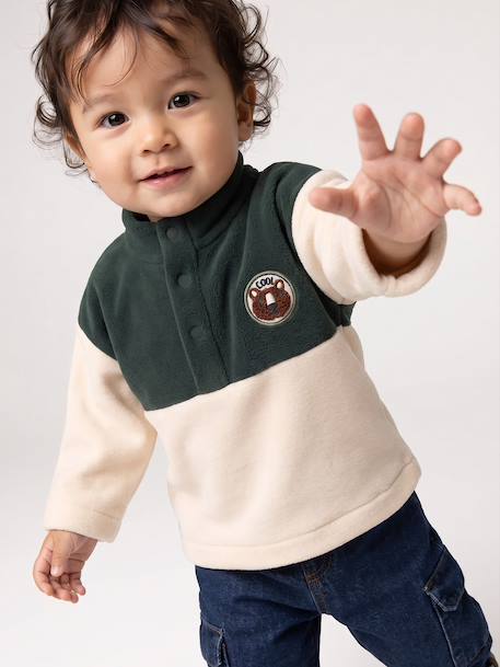 Fleece babysweater met opstaande kraag dennen - vertbaudet enfant 