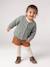 Babyvestje van grof gebreid breisel gemêleerd beige+saliegroen - vertbaudet enfant 