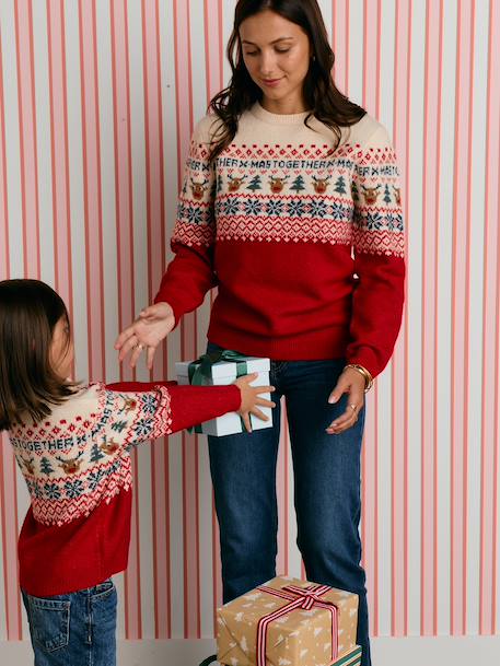 Kersttrui uit de capsulecollectie voor het hele gezin rood - vertbaudet enfant 