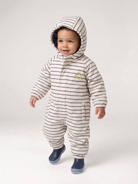 Regenpak met fleecevoering en capuchon nachtblauw+saliegroen+zandbeige - vertbaudet enfant 