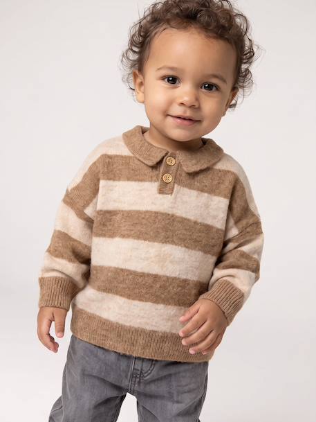 Gestreepte babypolotrui taupe - vertbaudet enfant 