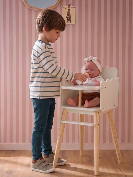 Hoge kinderstoel voor poppen van FSCÂ®-hout wit - vertbaudet enfant 