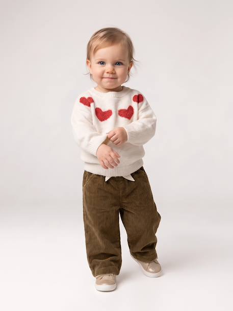 Jacquard trui baby meisje gemêleerd beige+parme - vertbaudet enfant 