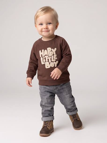 Sweater babyjongen met lange mouwen bruin - vertbaudet enfant 